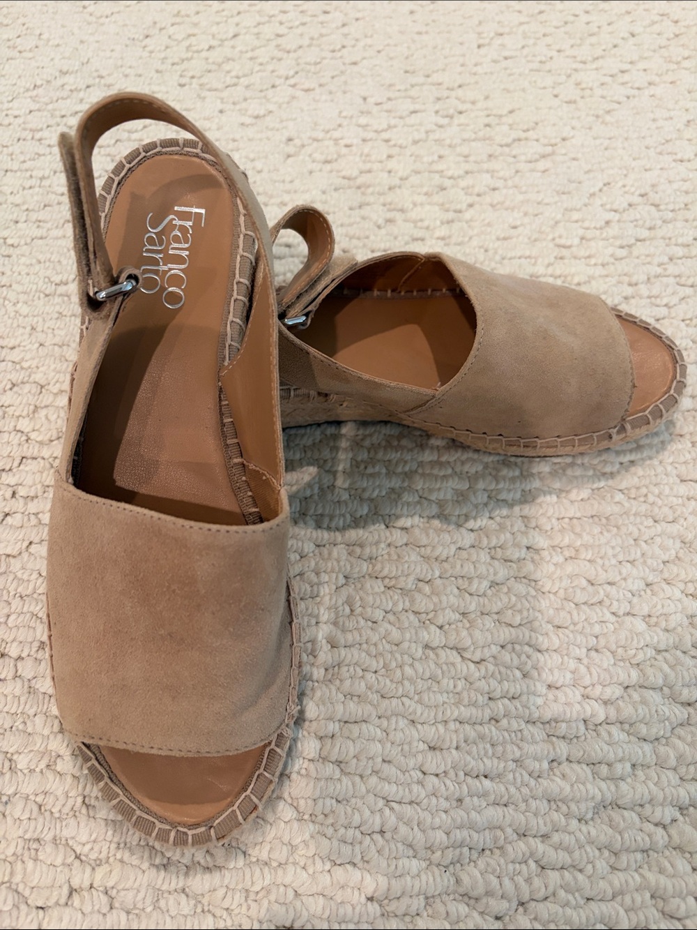 Franco Sarto Suede Espadrille Sandal. Size 8. Great Condition.